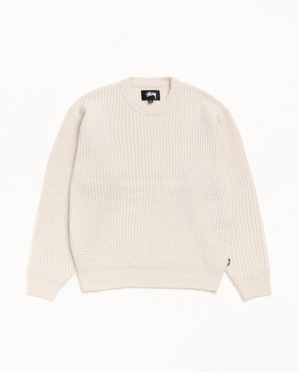 stüssy WAFFLE KNIT CASHMERE CREW Natural