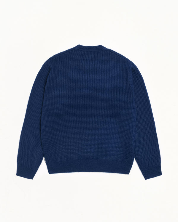 Stüssy WAFFLE KNIT CASHMERE CREW Navy