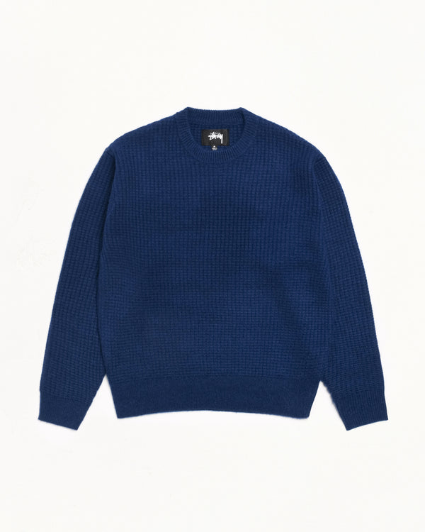 stüssy WAFFLE KNIT CASHMERE CREW Navy