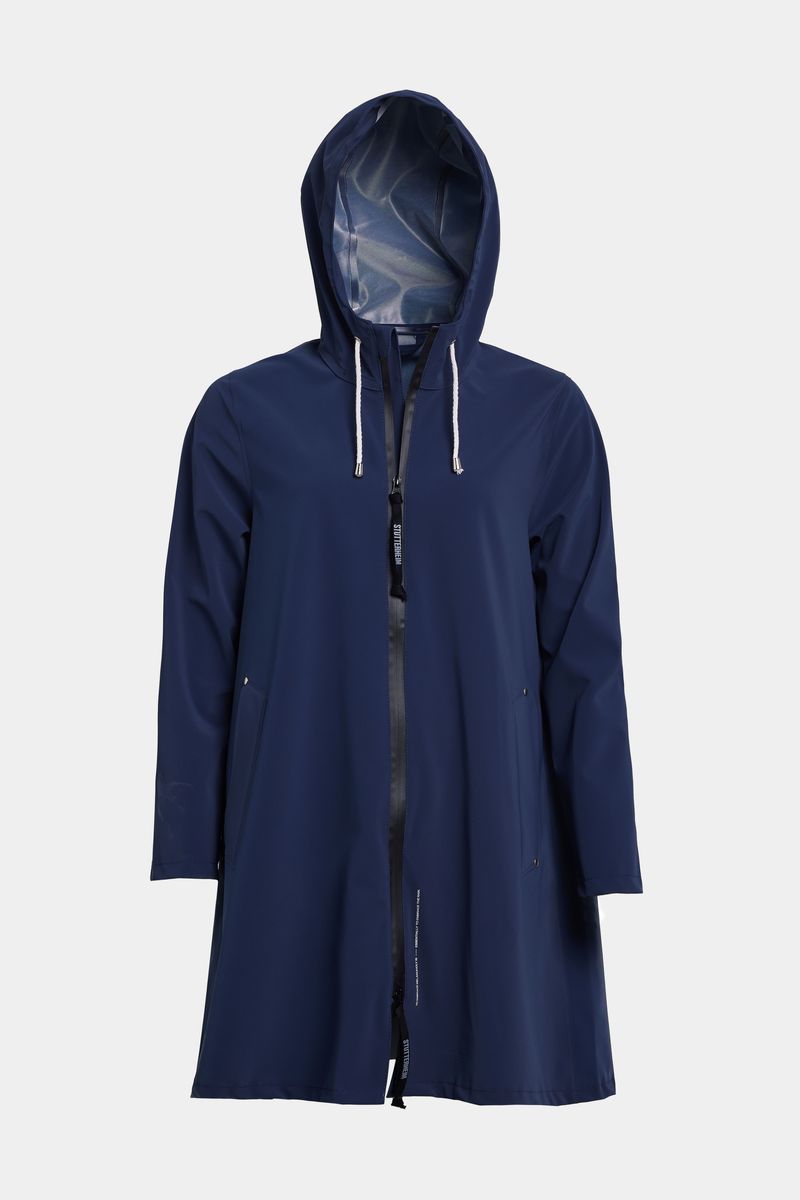 stutterheim Mosebacke Lightweight Matte Zip Raincoat Navy