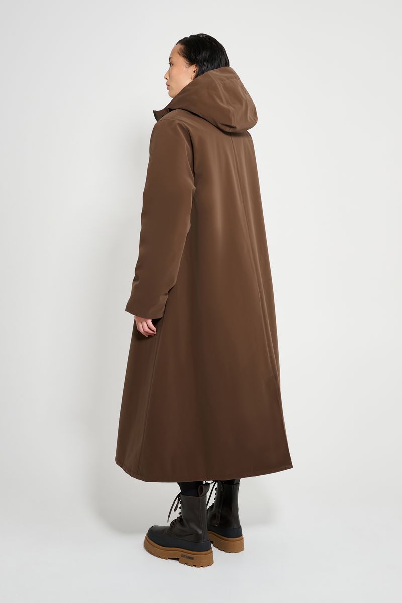 Stutterheim Mosebacke Long Matte Winter Coat Dark Brown