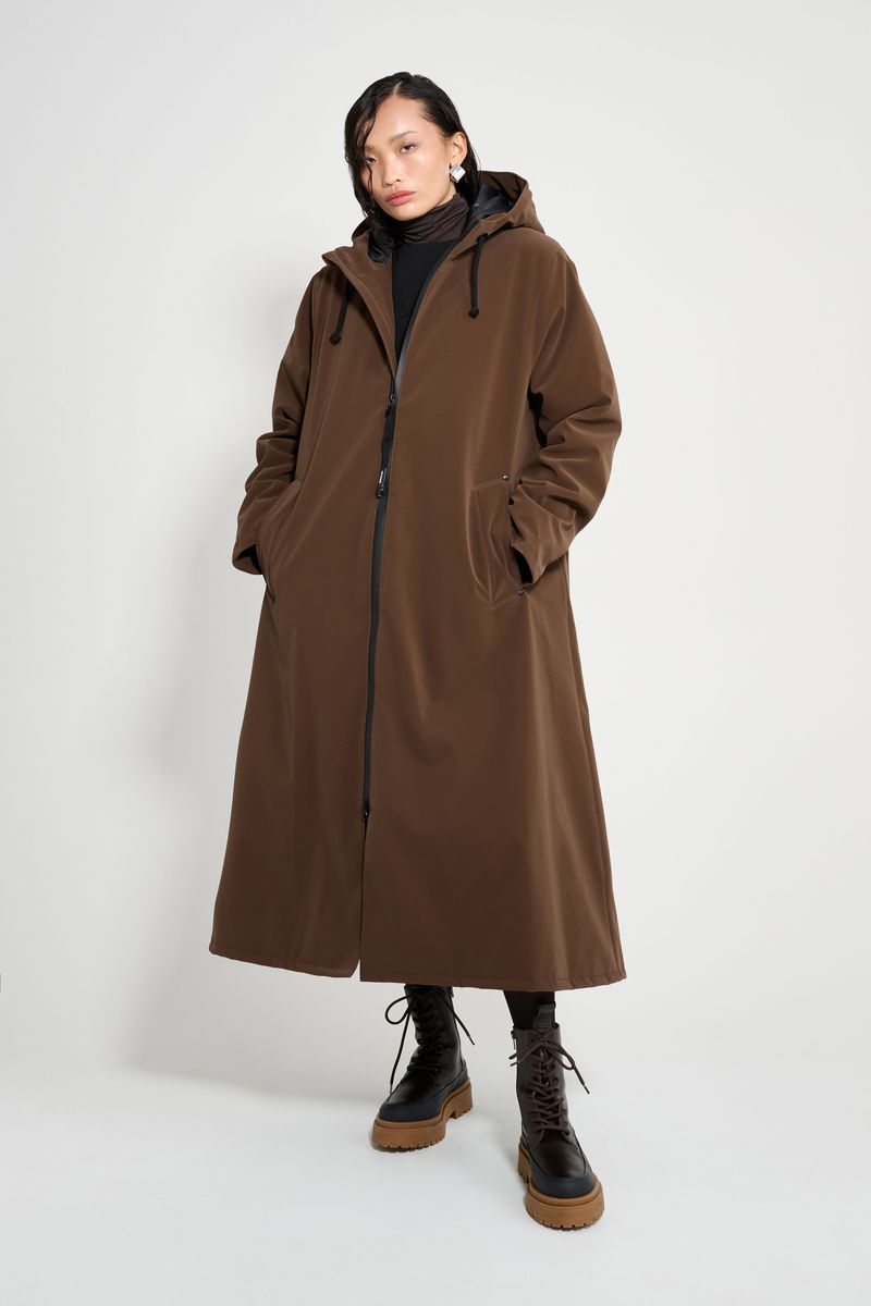 Stutterheim Mosebacke Long Matte Winter Coat Dark Brown