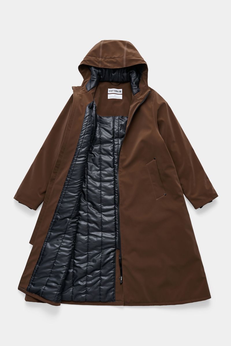stutterheim Mosebacke Long Matte Winter Coat Dark Brown