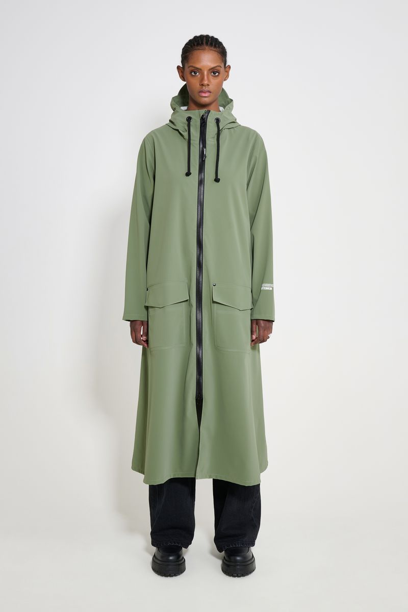 Stutterheim Mosebacke Long Patch Raincoat Dry Green