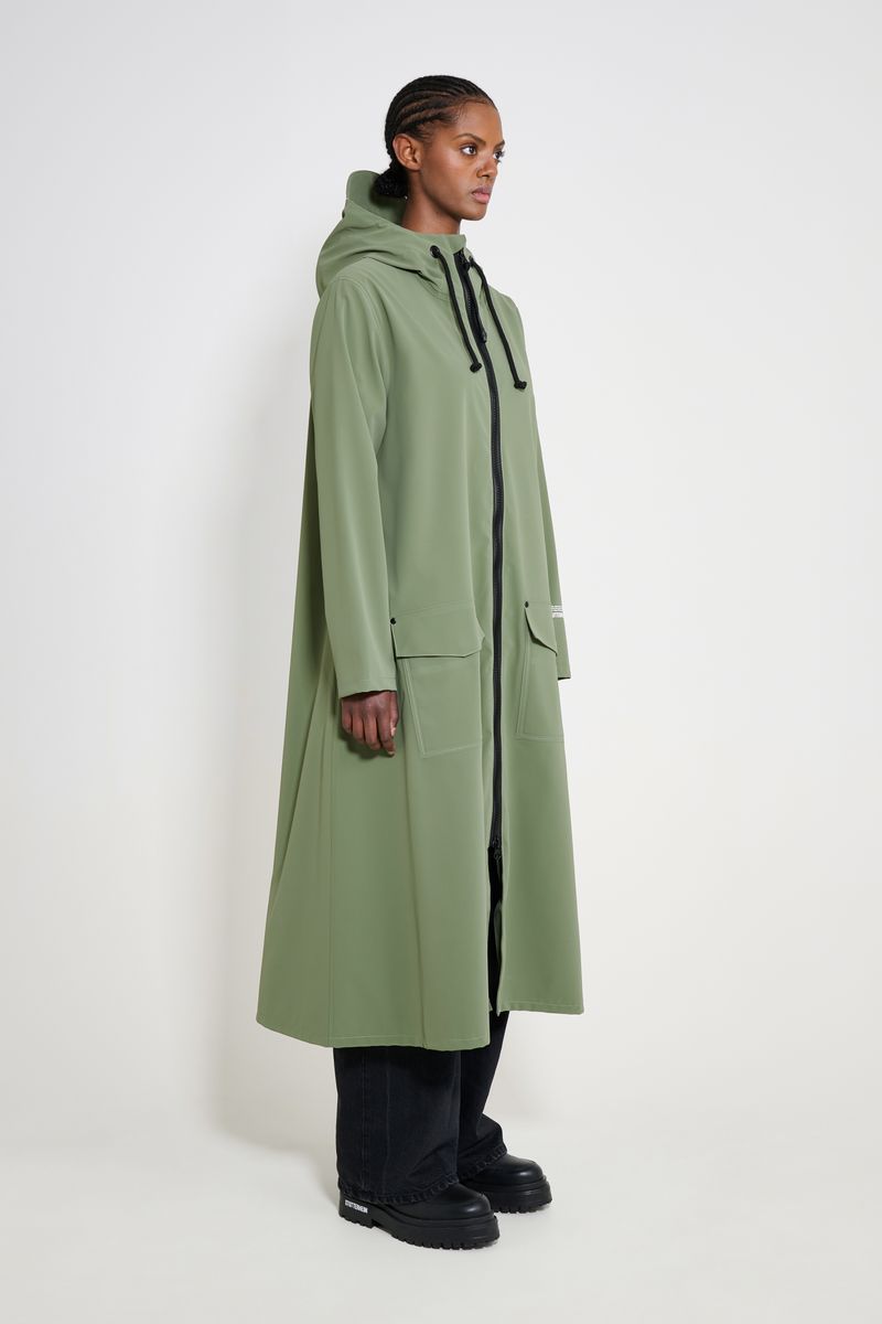 Stutterheim Mosebacke Long Patch Raincoat Dry Green