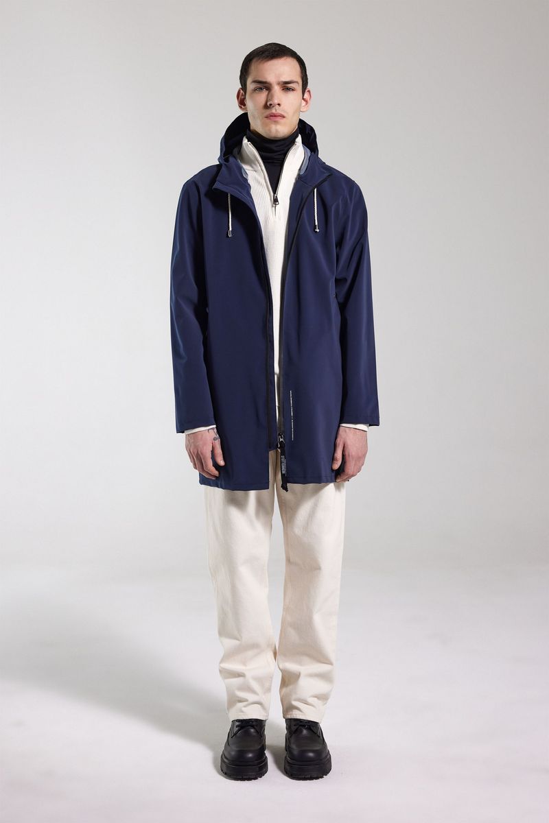Stutterheim Stockholm Lightweight Zip Matte Raincoat Navy