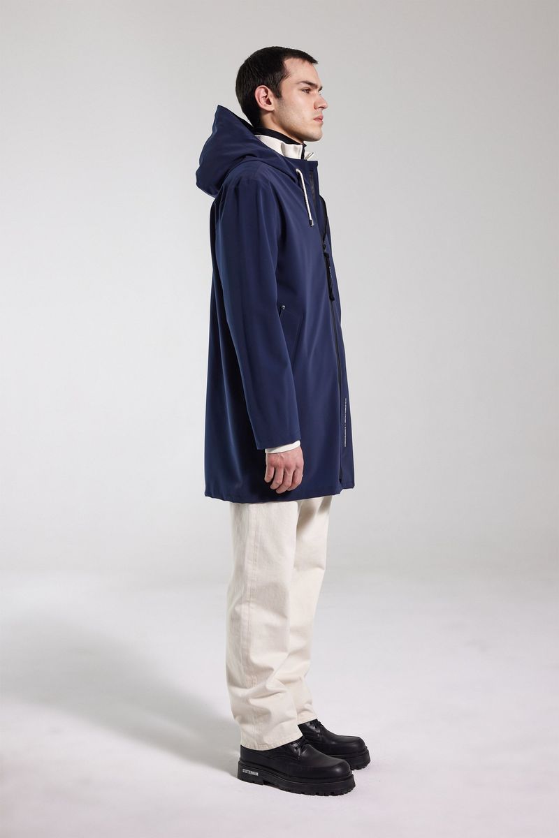 Stutterheim Stockholm Lightweight Zip Matte Raincoat Navy
