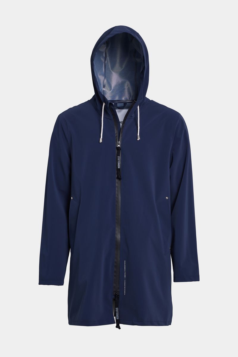stutterheim Stockholm Lightweight Zip Matte Raincoat Navy