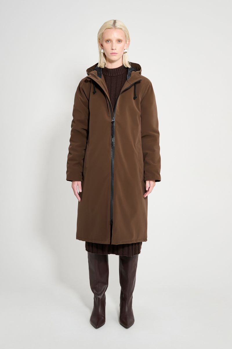 Stutterheim Stockholm Long Matte Winter Coat Dark Brown