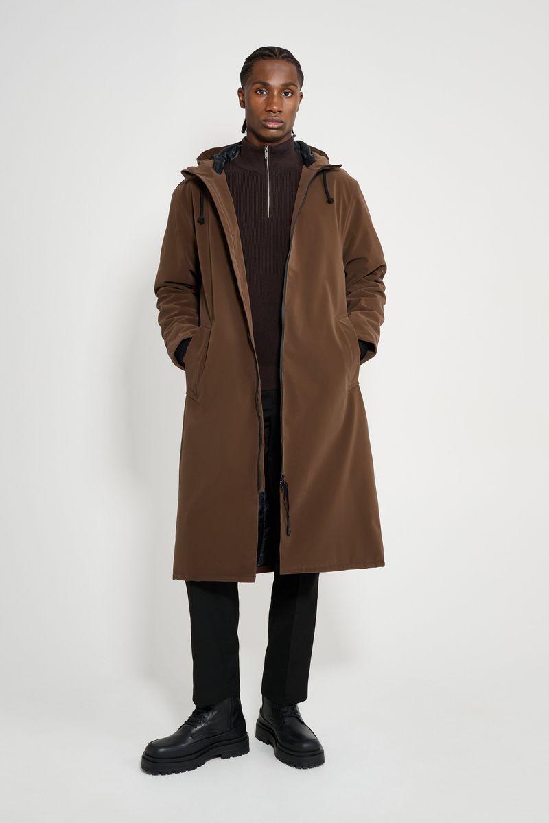 Stutterheim Stockholm Long Matte Winter Coat Dark Brown