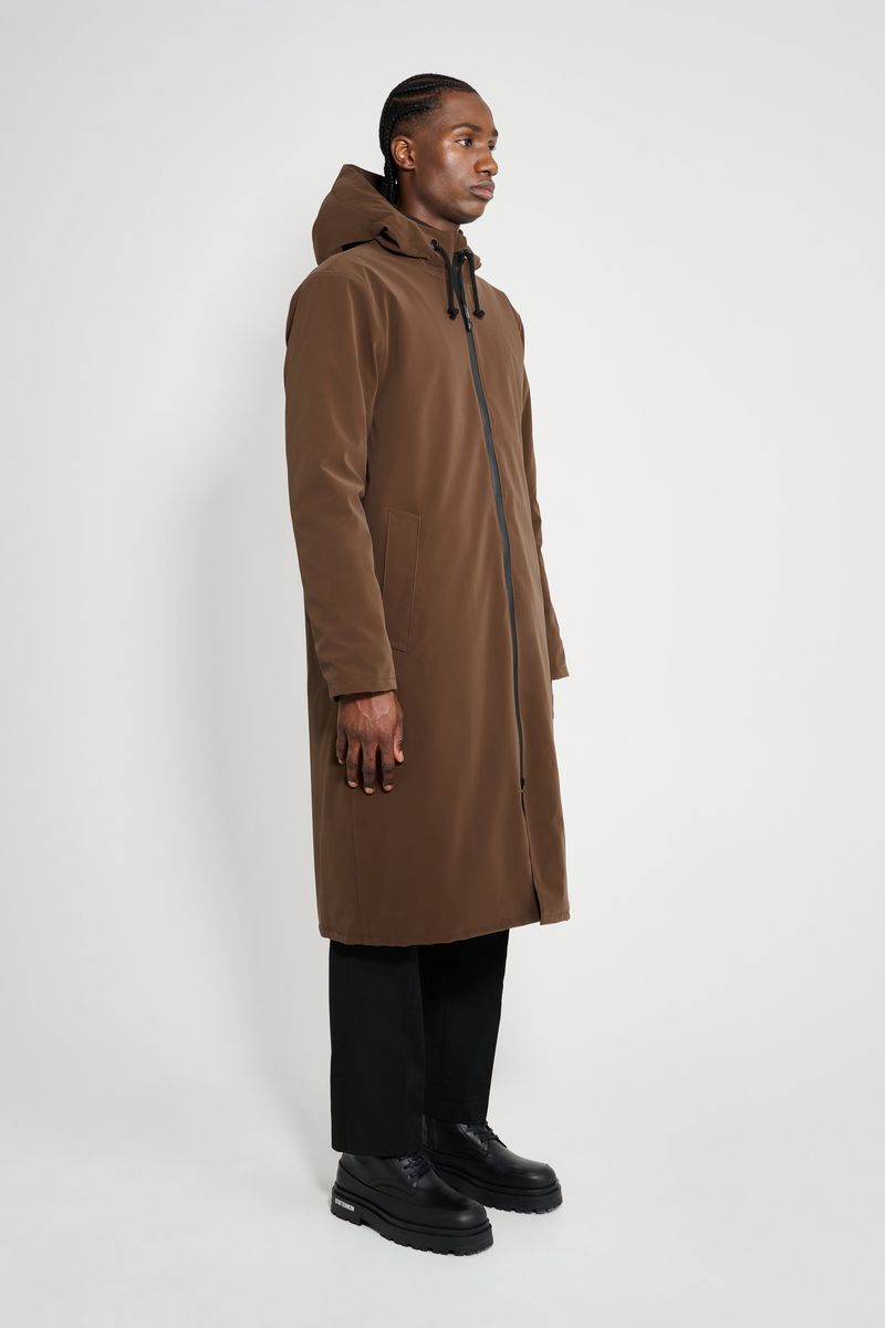 Stutterheim Stockholm Long Matte Winter Coat Dark Brown