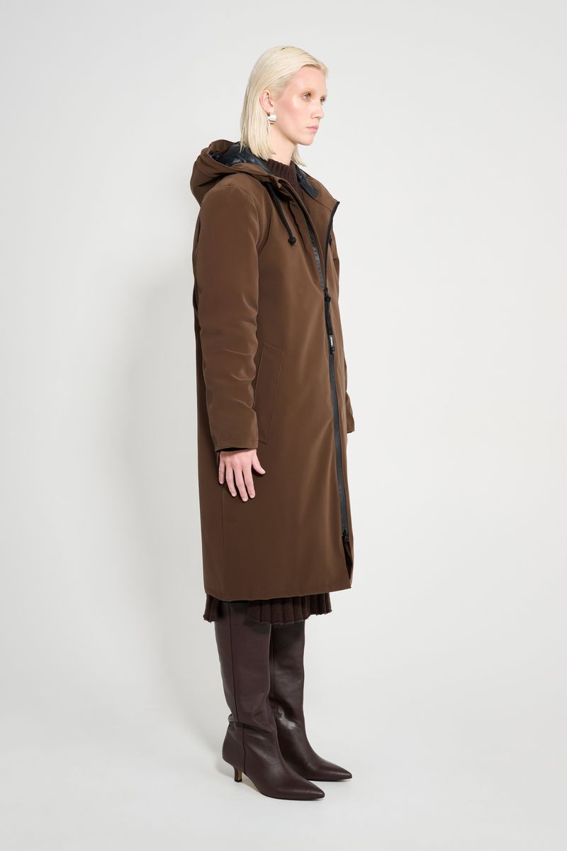 Stutterheim Stockholm Long Matte Winter Coat Dark Brown