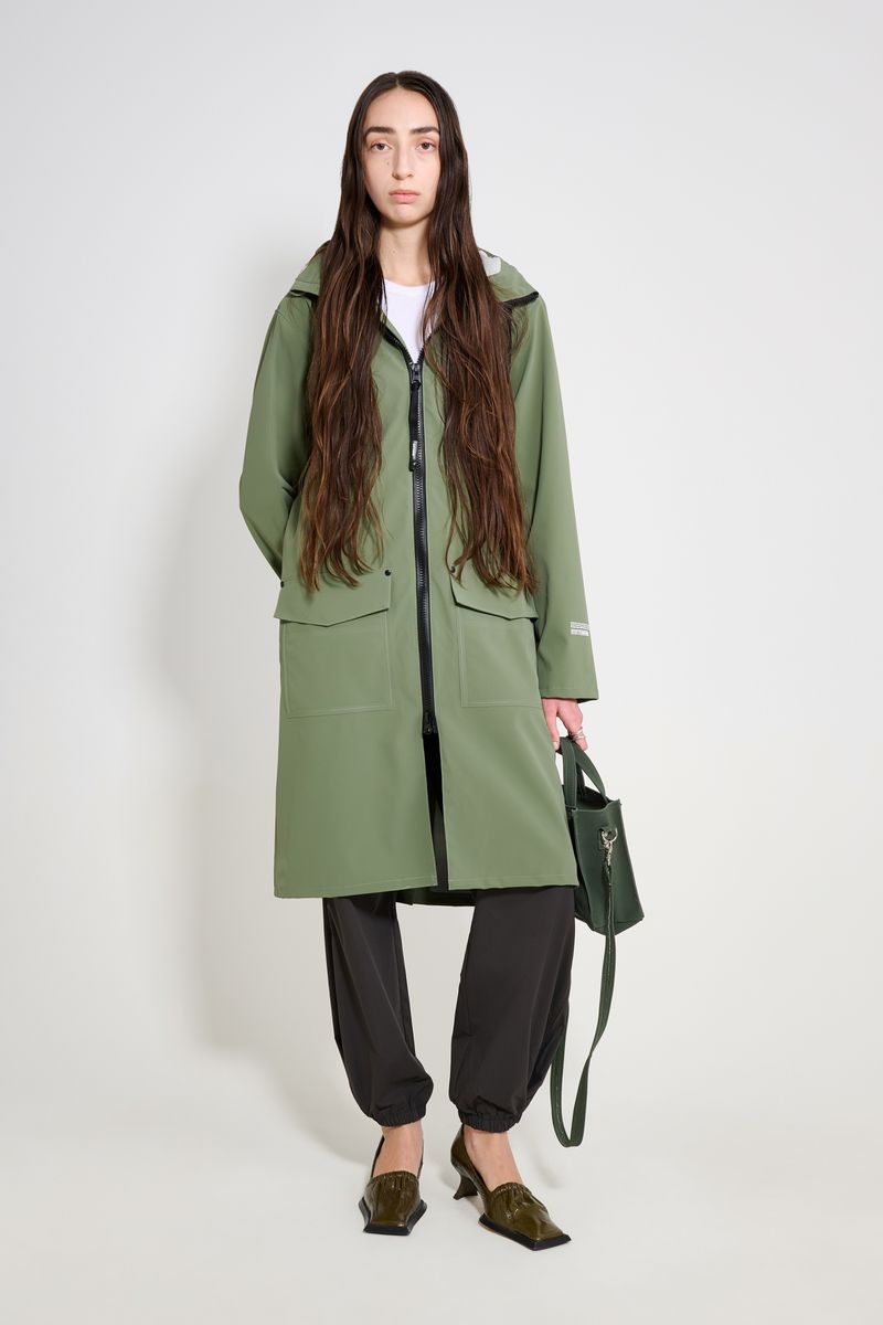 Stutterheim Stockholm Long Patch Raincoat Dry Green