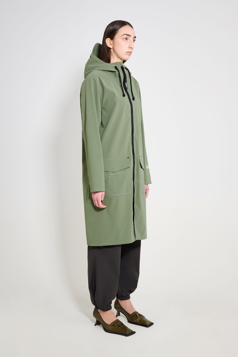 Stutterheim Stockholm Long Patch Raincoat Dry Green