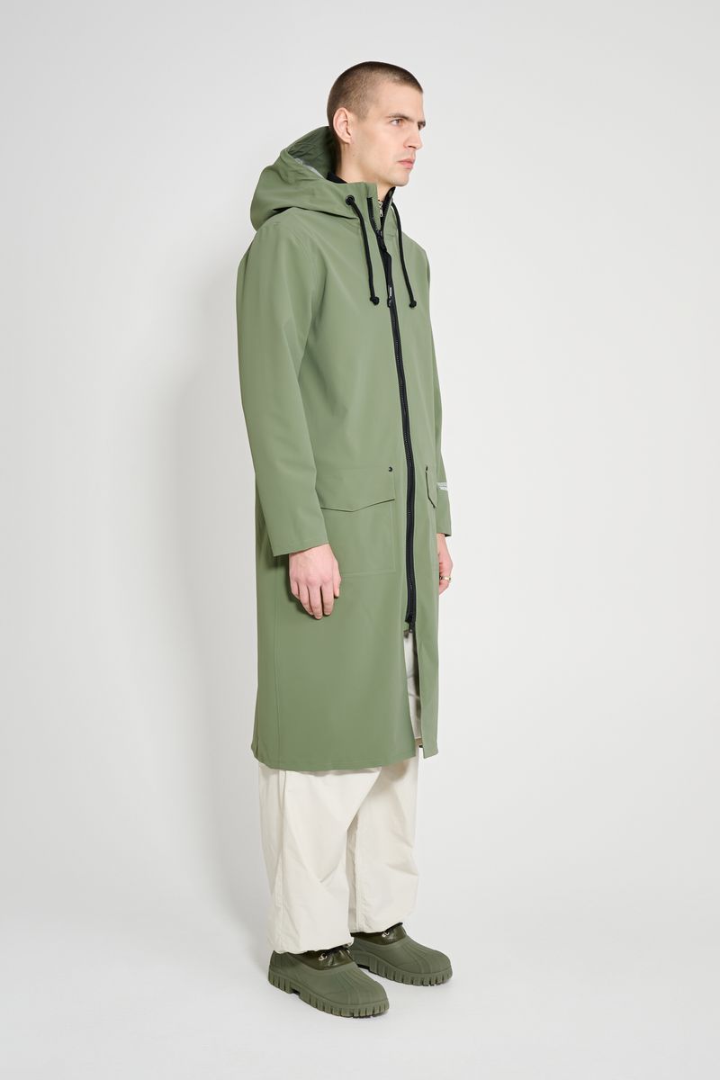Stutterheim Stockholm Long Patch Raincoat Dry Green
