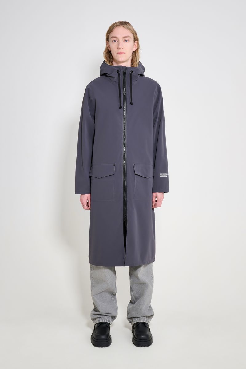 Stutterheim Stockholm Long Patch Raincoat Mystic Blue