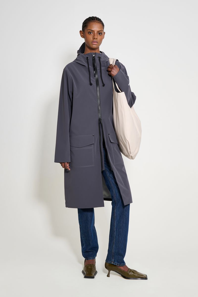 Stutterheim Stockholm Long Patch Raincoat Mystic Blue