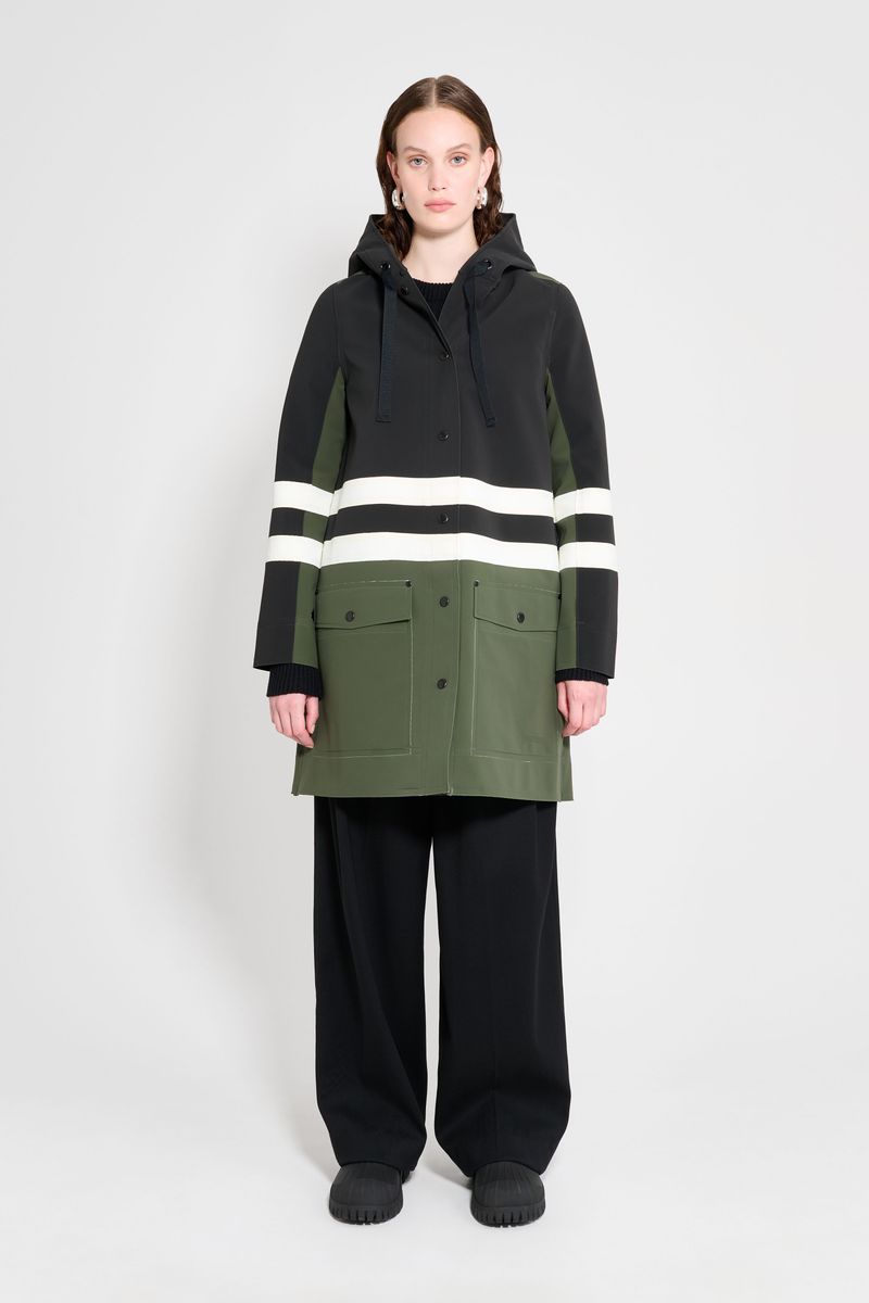 Stutterheim Blackeberg Raincoat Black/Green/White