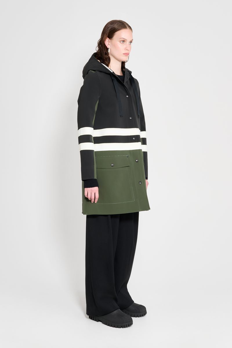 Stutterheim Blackeberg Raincoat Black/Green/White