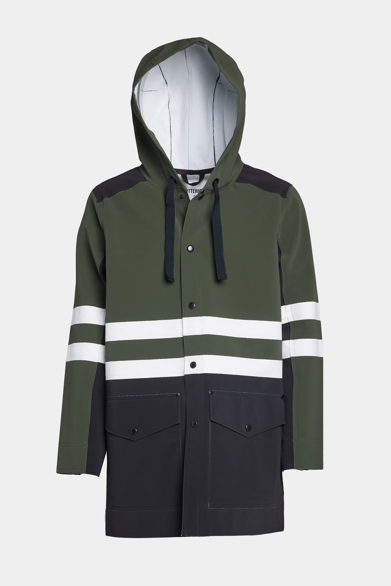 stutterheim Blackeberg Raincoat Black/Green/White