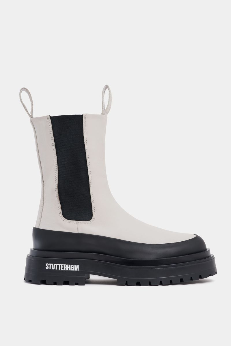 Stutterheim High Walker Leather Boots Ivory