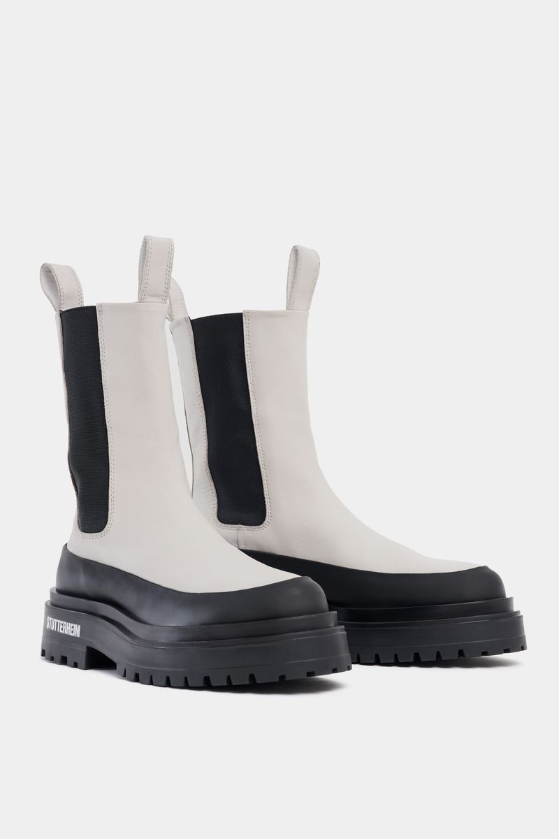 stutterheim High Walker Leather Boots Ivory