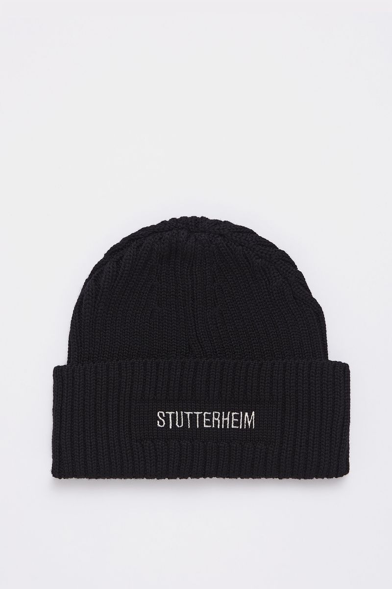 Stutterheim Logo Beanie Black