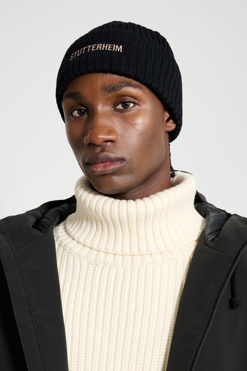 Stutterheim Logo Beanie Black