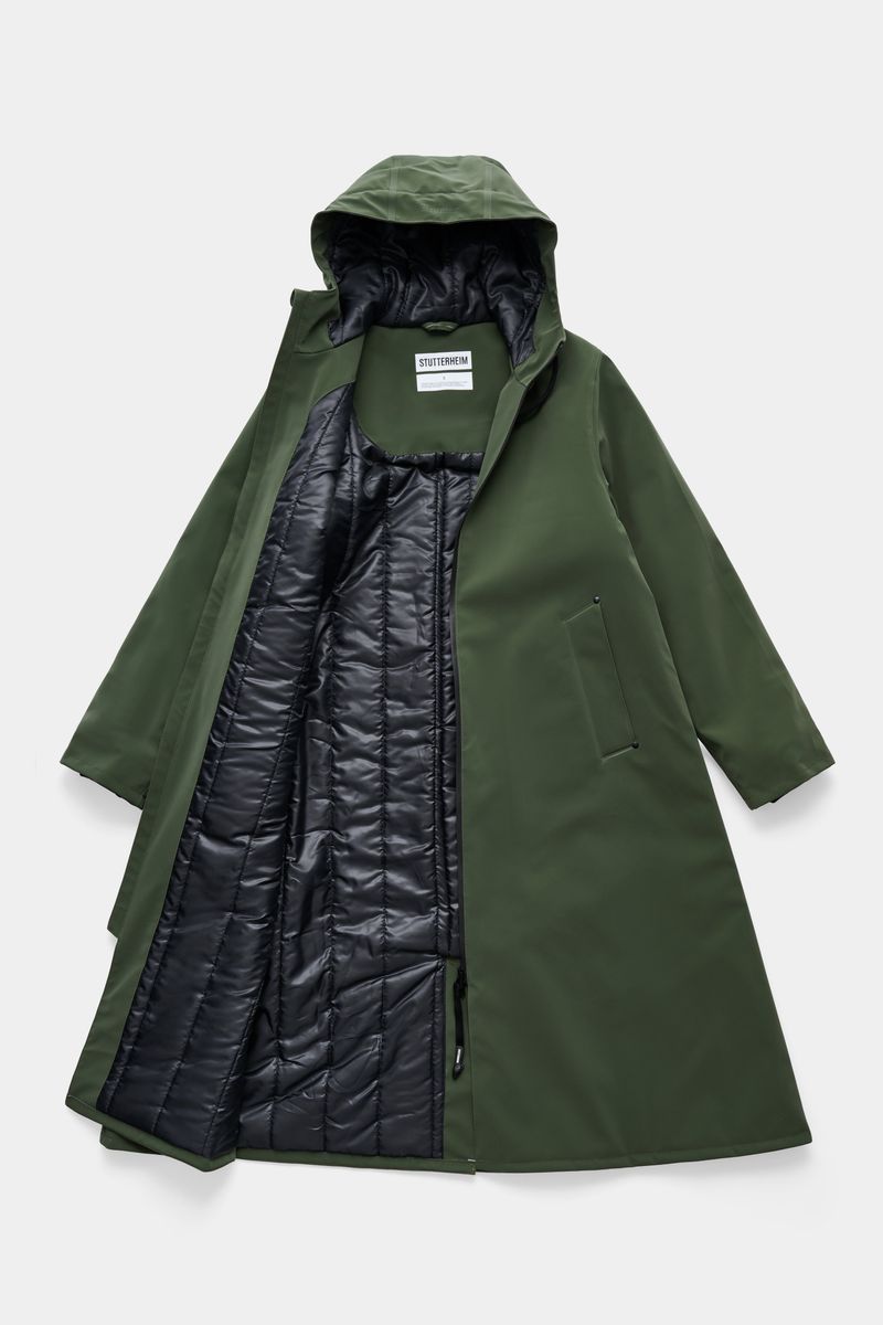 stutterheim Mosebacke Long Matte Winter Coat Green