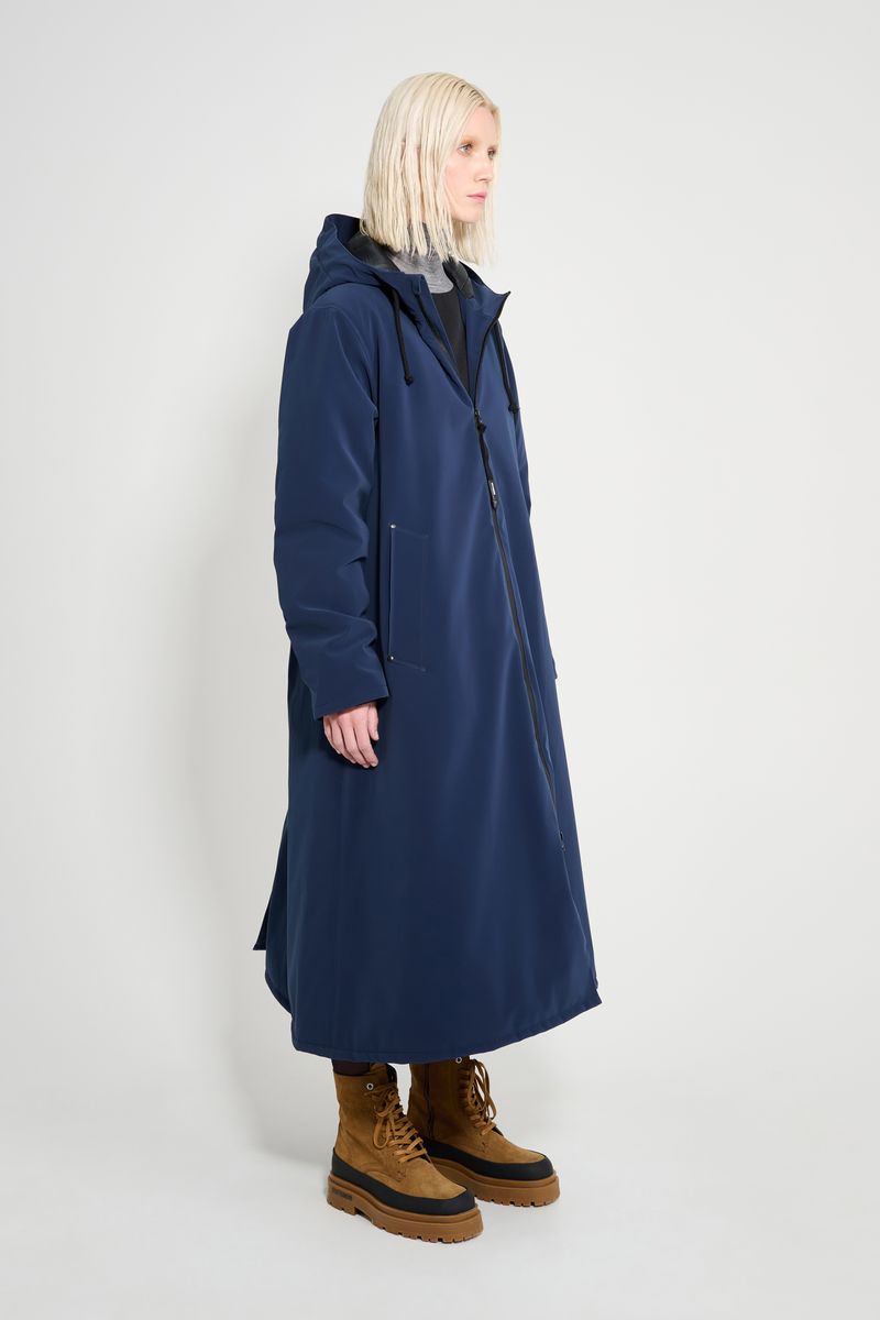 Stutterheim Mosebacke Long Matte Winter Coat Navy