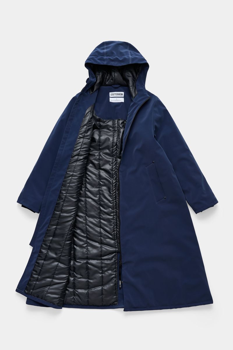 stutterheim Mosebacke Long Matte Winter Coat Navy