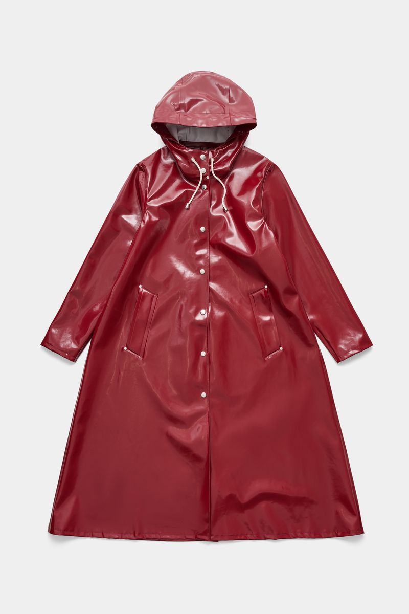 stutterheim Mosebacke Long Opal Raincoat Burgundy