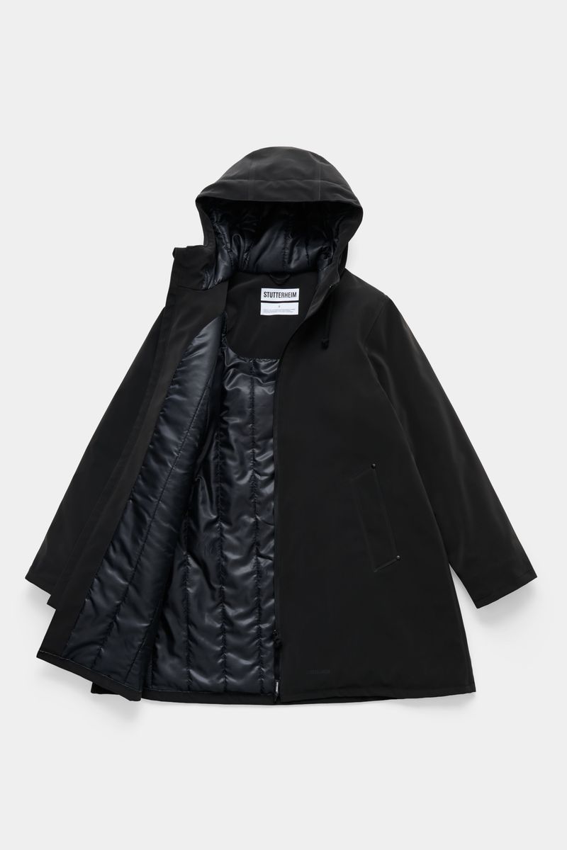 stutterheim Mosebacke Matte Winter Coat Black
