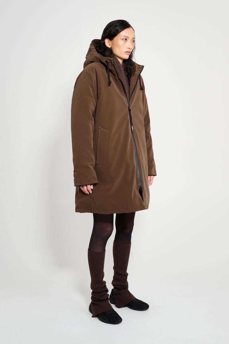 Stutterheim Mosebacke Matte Winter Coat Dark Brown
