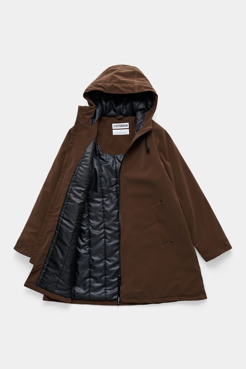 stutterheim Mosebacke Matte Winter Coat Dark Brown