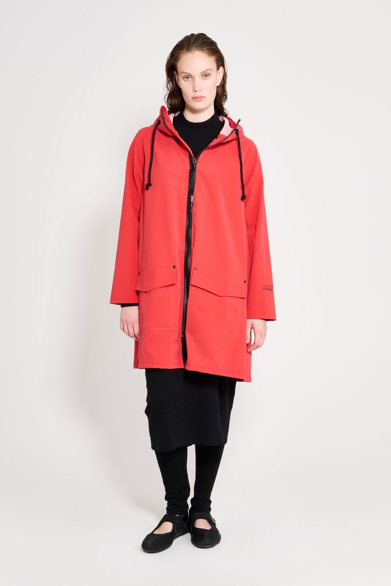 Stutterheim Mosebacke Patch Raincoat Washed Red
