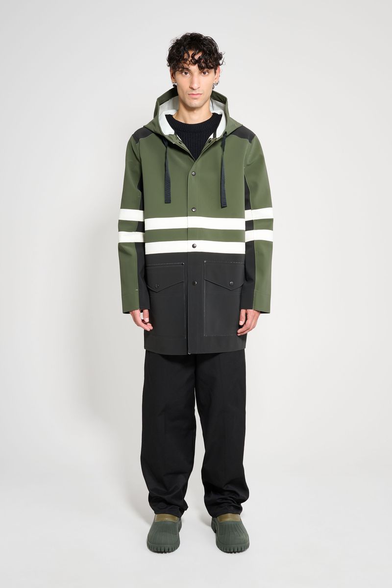 Stutterheim Nockeby Raincoat Black/Green/White