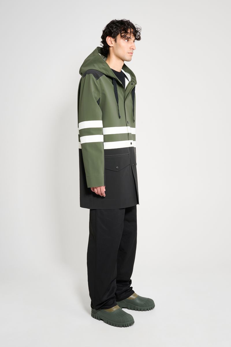 Stutterheim Nockeby Raincoat Black/Green/White