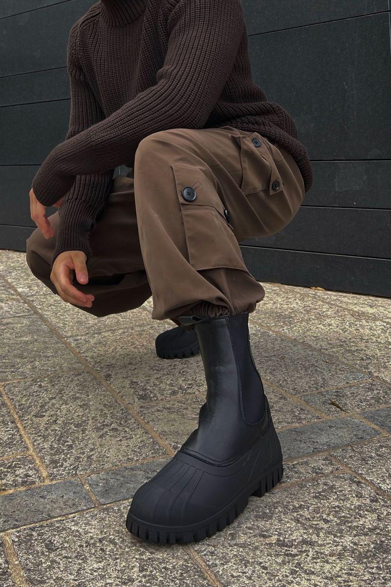 stutterheim Patrol Boot Shaft Leather Black