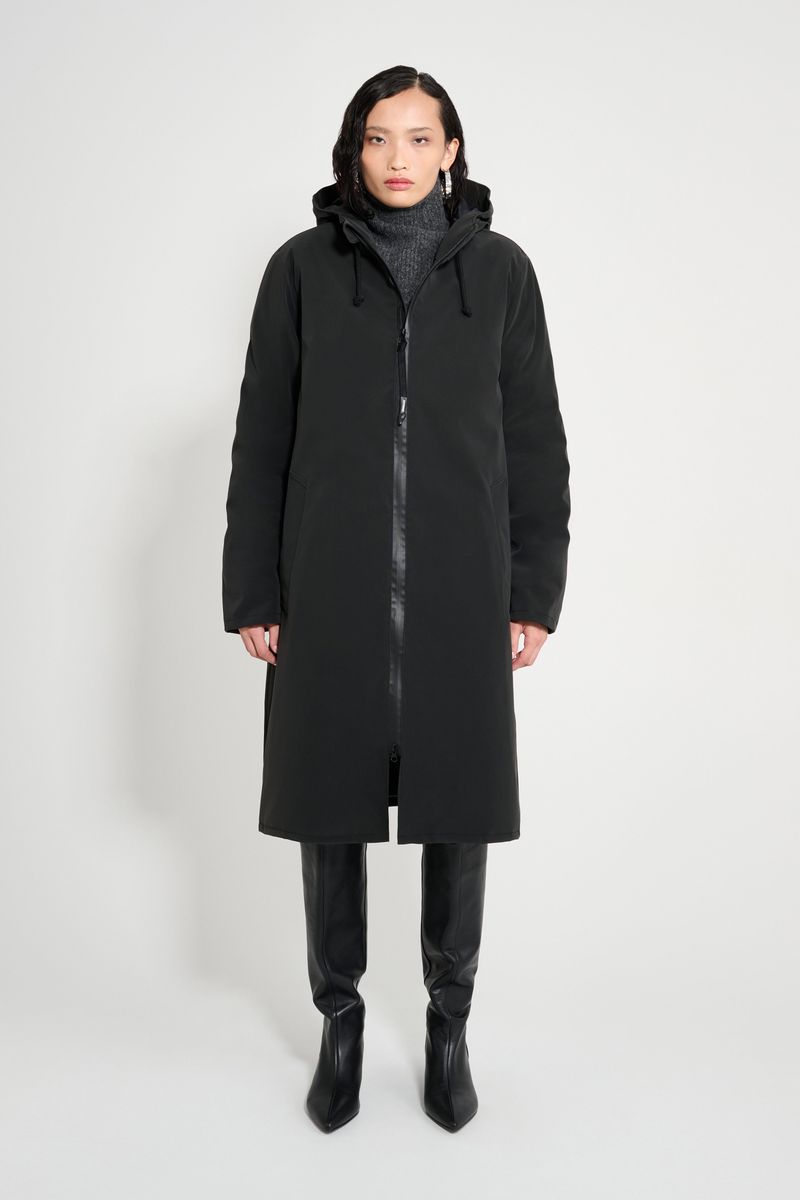 Stutterheim Stockholm Long Matte Winter Coat Black