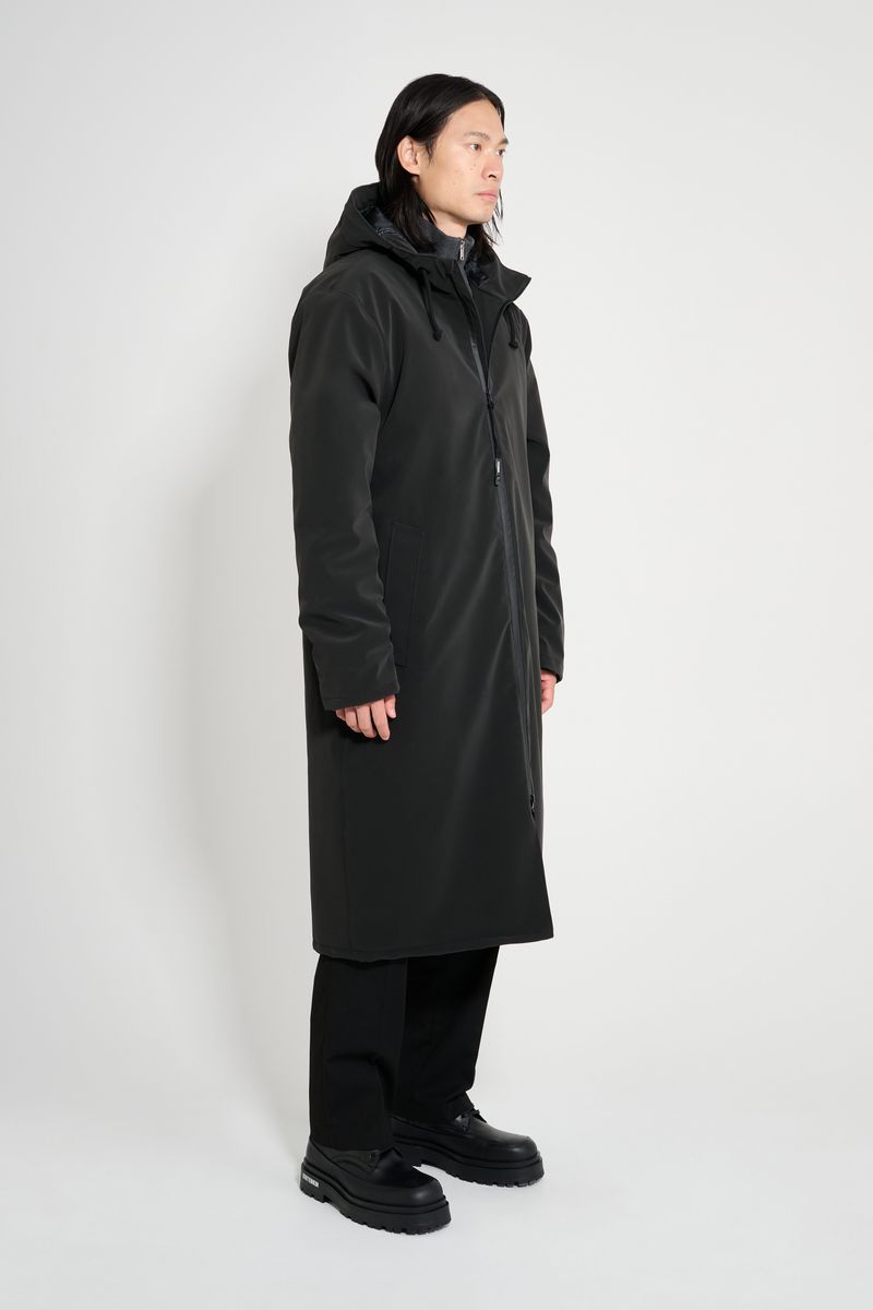 Stutterheim Stockholm Long Matte Winter Coat Black
