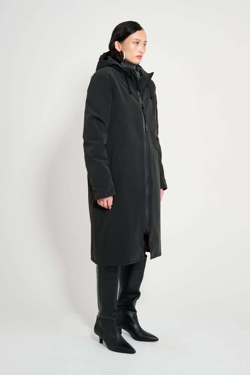 Stutterheim Stockholm Long Matte Winter Coat Black