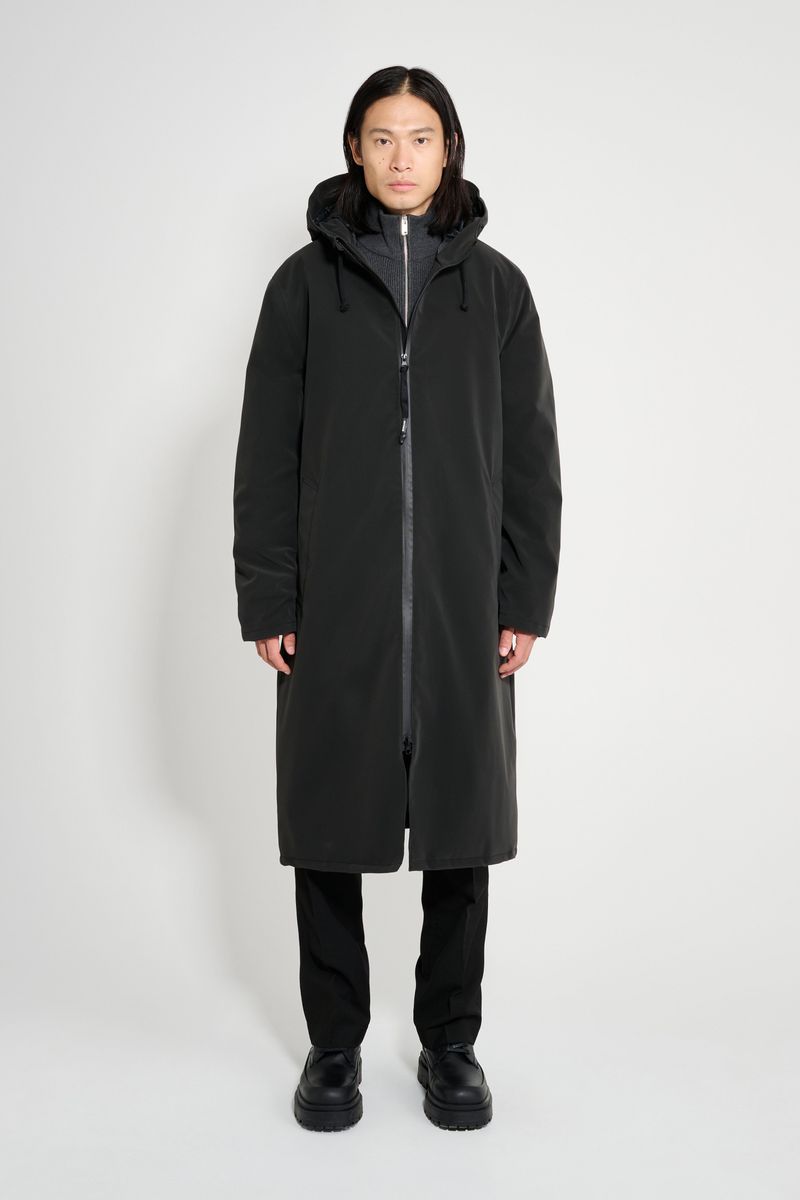 Stutterheim Stockholm Long Matte Winter Coat Black