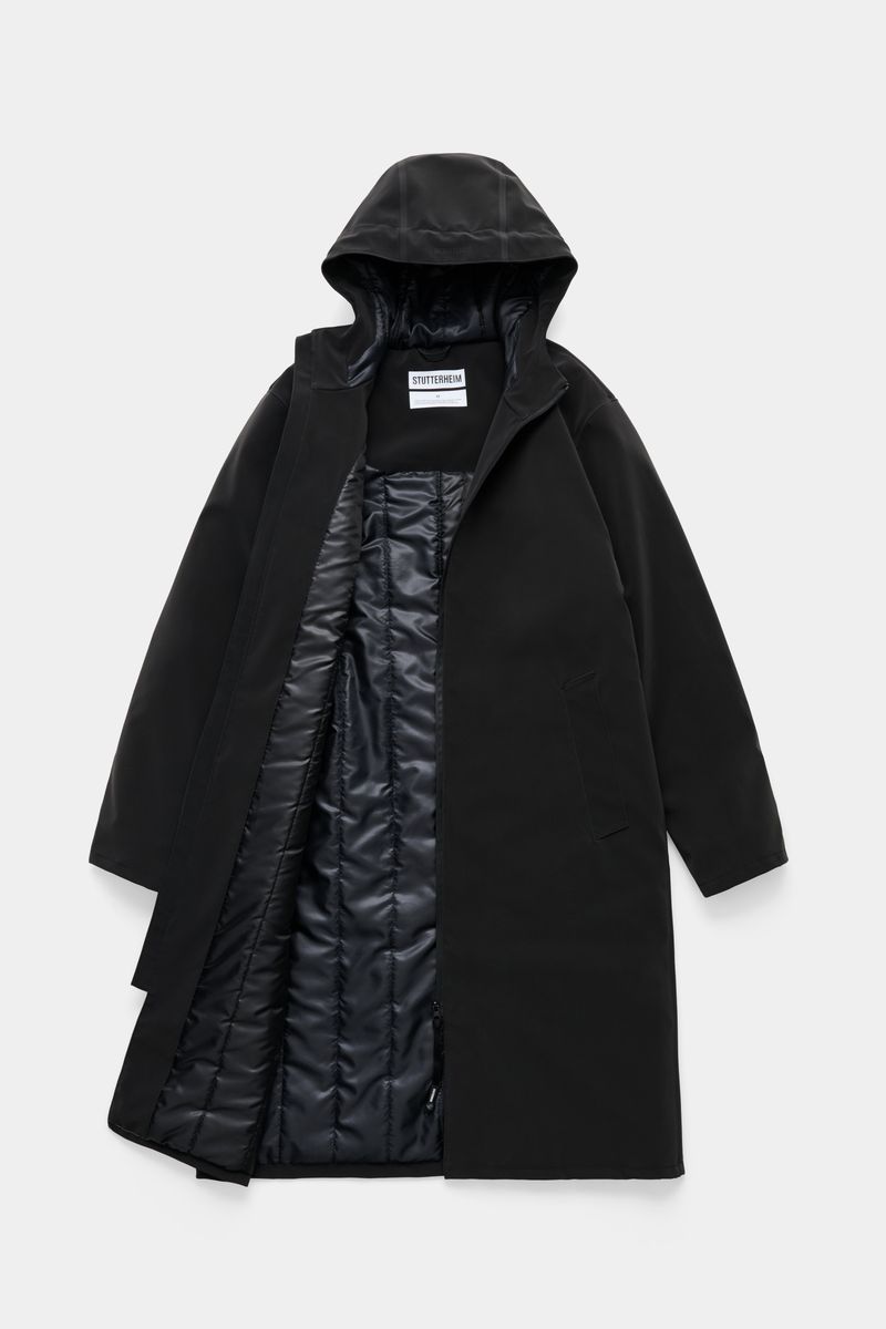 stutterheim Stockholm Long Matte Winter Coat Black