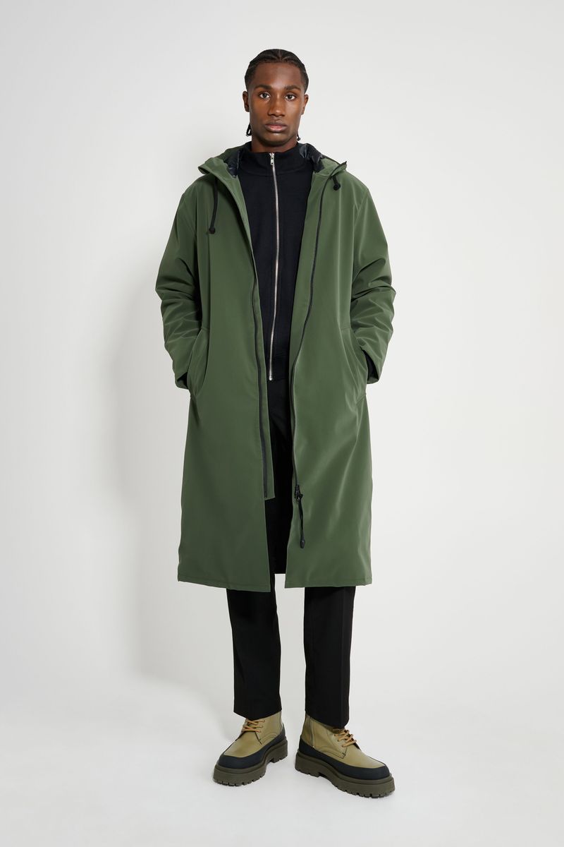 Stutterheim Stockholm Long Matte Winter Coat Green