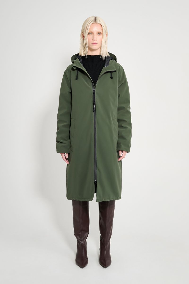 Stutterheim Stockholm Long Matte Winter Coat Green