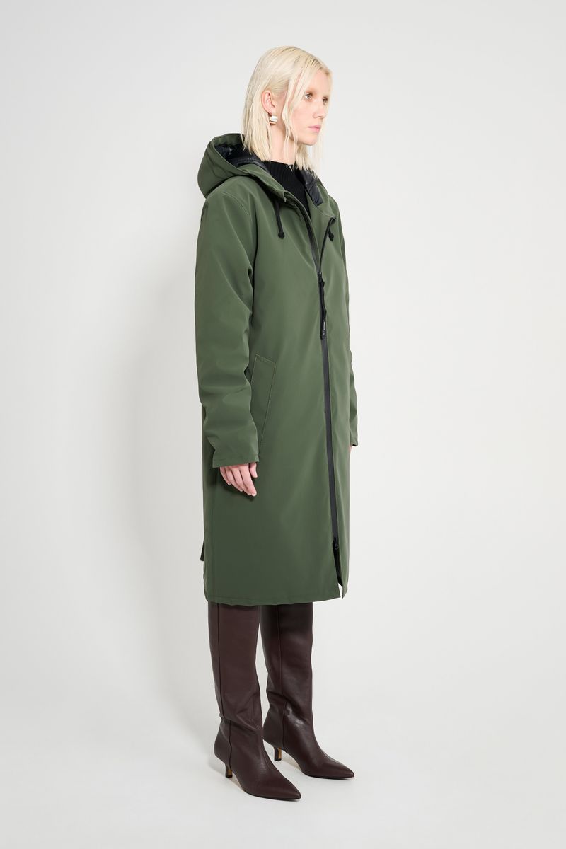 Stutterheim Stockholm Long Matte Winter Coat Green