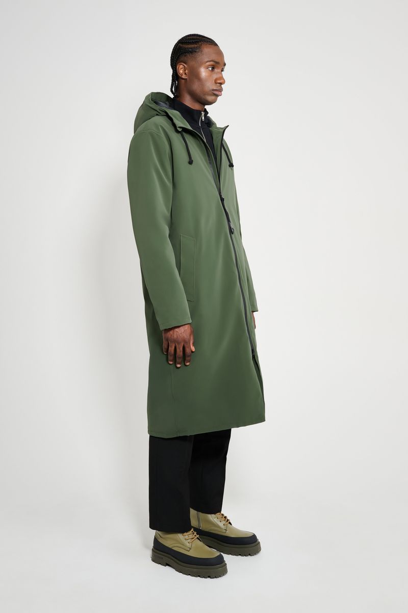 Stutterheim Stockholm Long Matte Winter Coat Green