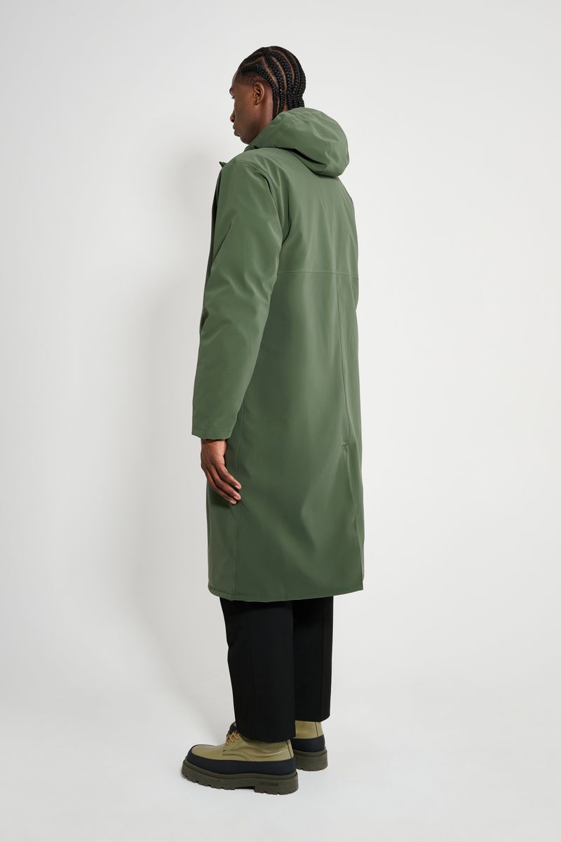 Stutterheim Stockholm Long Matte Winter Coat Green