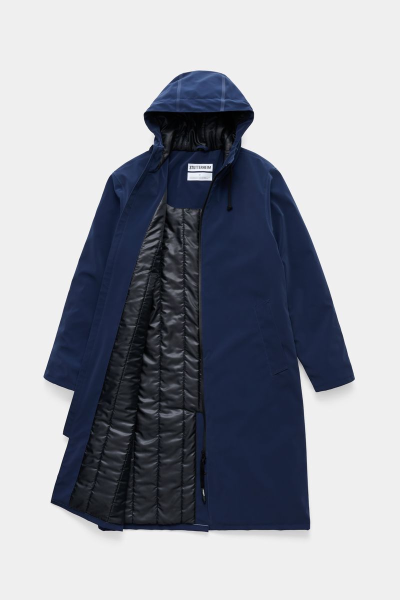 stutterheim Stockholm Long Matte Winter Coat Navy